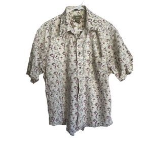 Natural Issue Mens Multicolor Palm Tree Wrinkle Free Button Down Shirt Large